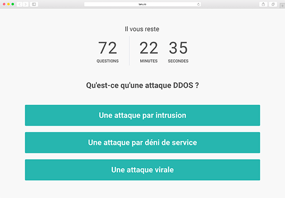 Le passage du test s'effectue en ligne